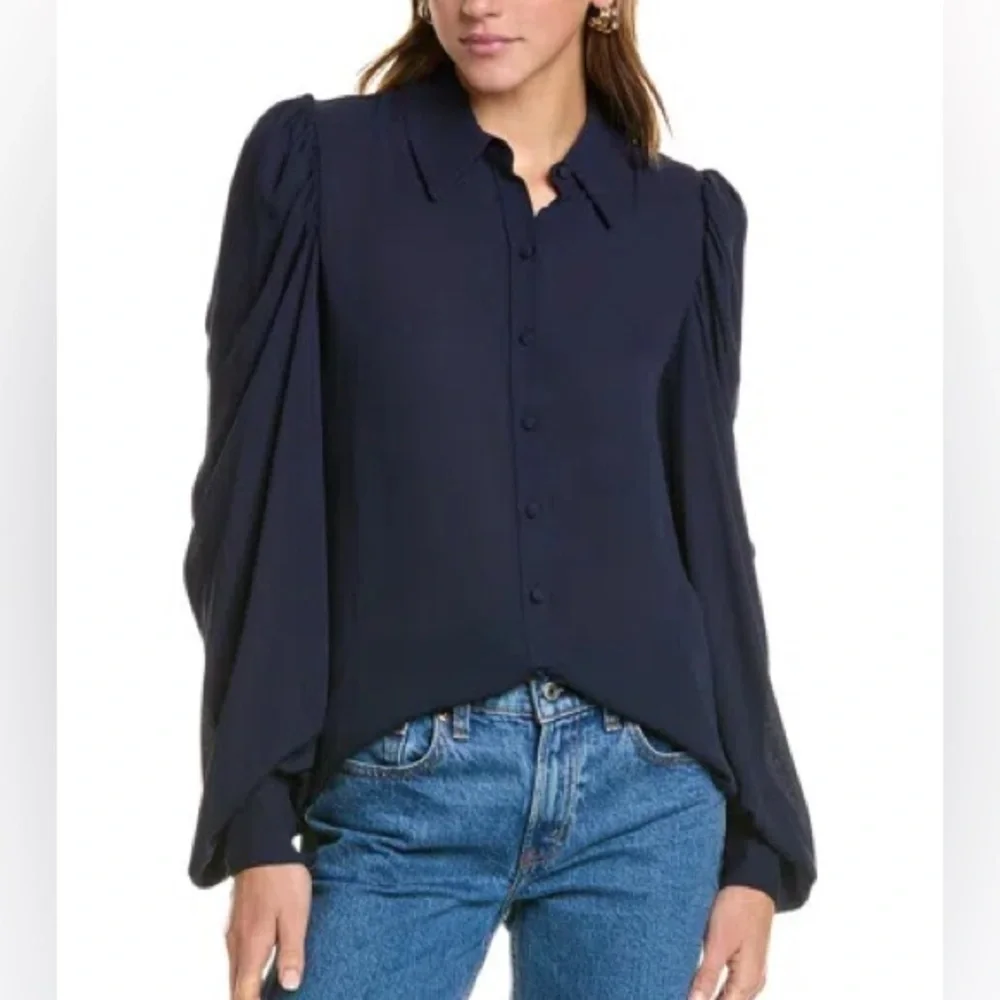 🌻NEW w/tag Ramy Brook Rose Gathered Puff Sleeve Blouse Size XXL